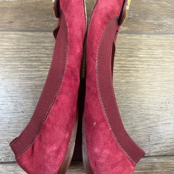 Tory Burch Caroline II Suede Red Cabernet flat - Picture 8 of 9